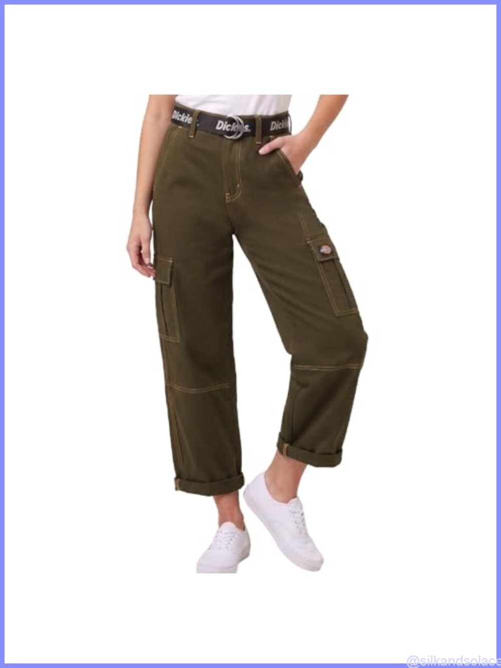 High Rise Crop Cargo Pants for Women, Stretch Cotton Blend, Relaxed Fit